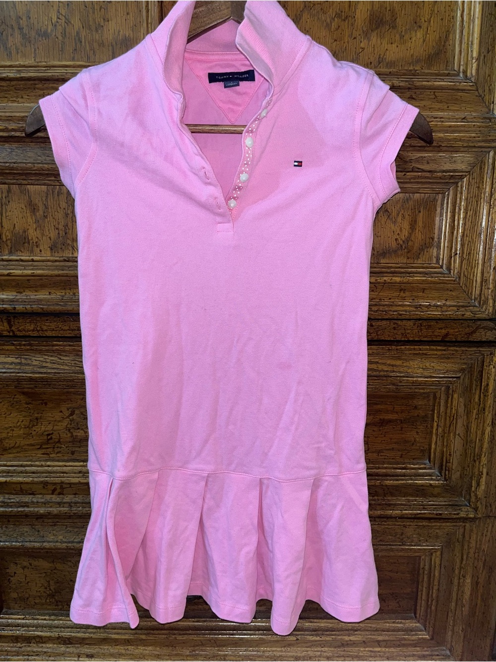 Tommy Hilfiger Girls' Light Pink Polo Ruffle Hem Dress